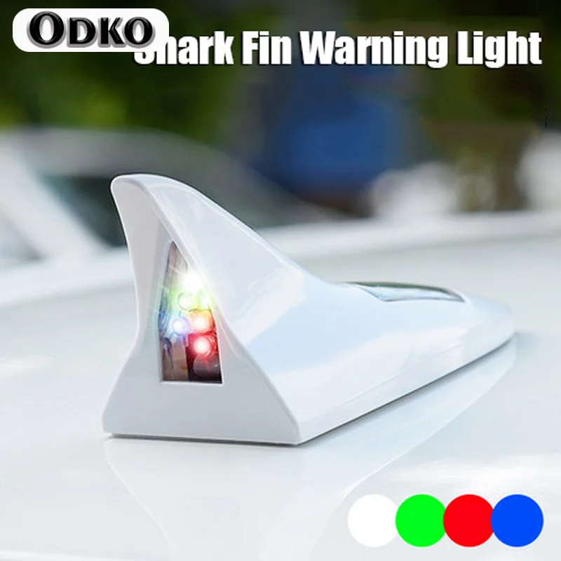 Solar Power Shark Fin Warning Light Car Roof Antenna Decoration Night Anti-collision Flashing Lamp Car Accessories