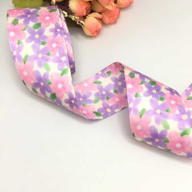 10 Yards 40mm double-sided  flower ribbon DIY handmade material Headwear for hair bows clothing shoesaccessories 23051805