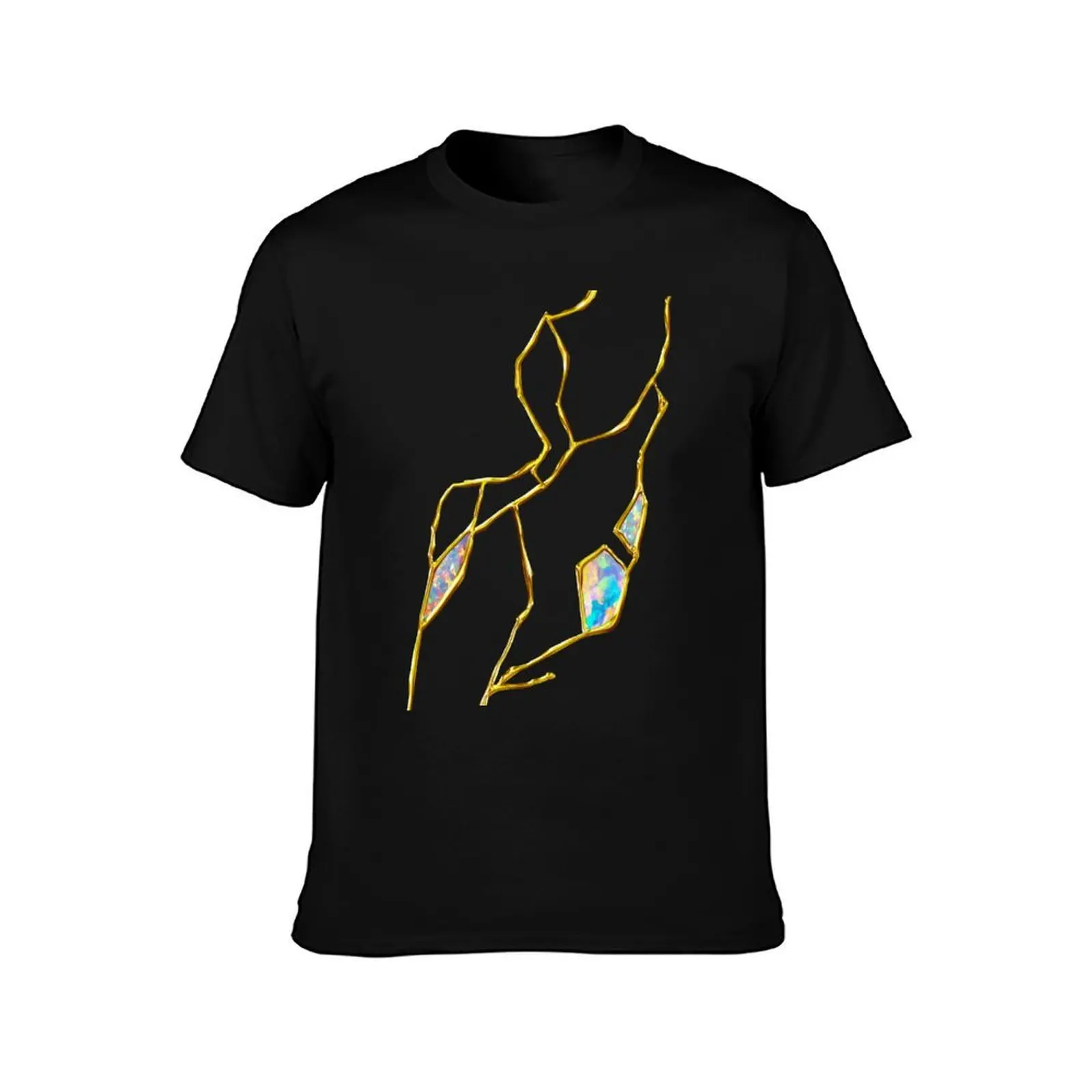 Gold Kintsugi with Opal fills T-Shirt Casual All Match Short Sleeve T-Shirt