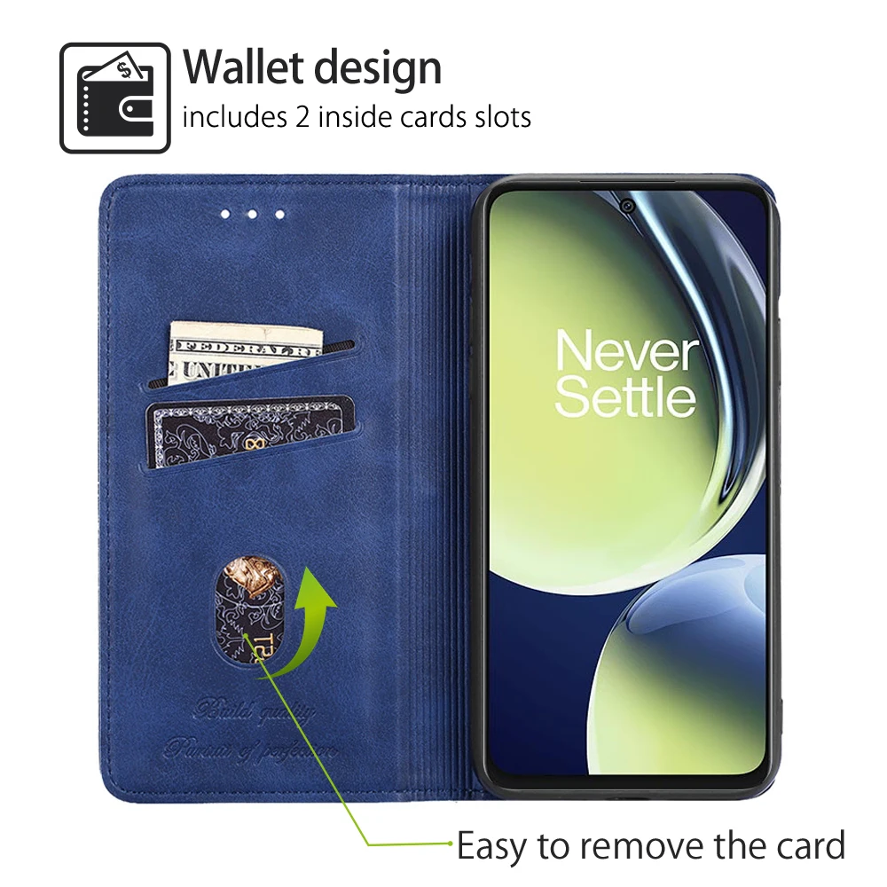 غطاء جلد قابل للطي بشعار منقوش ، جراب هاتف مغناطيسي ، فتحات بطاقات ، Oneplus Nord CE 3 ، 2 Lite ، 2T ، N30 ، N20 ، N10 ، SE ، N300 ، N200 ، N100