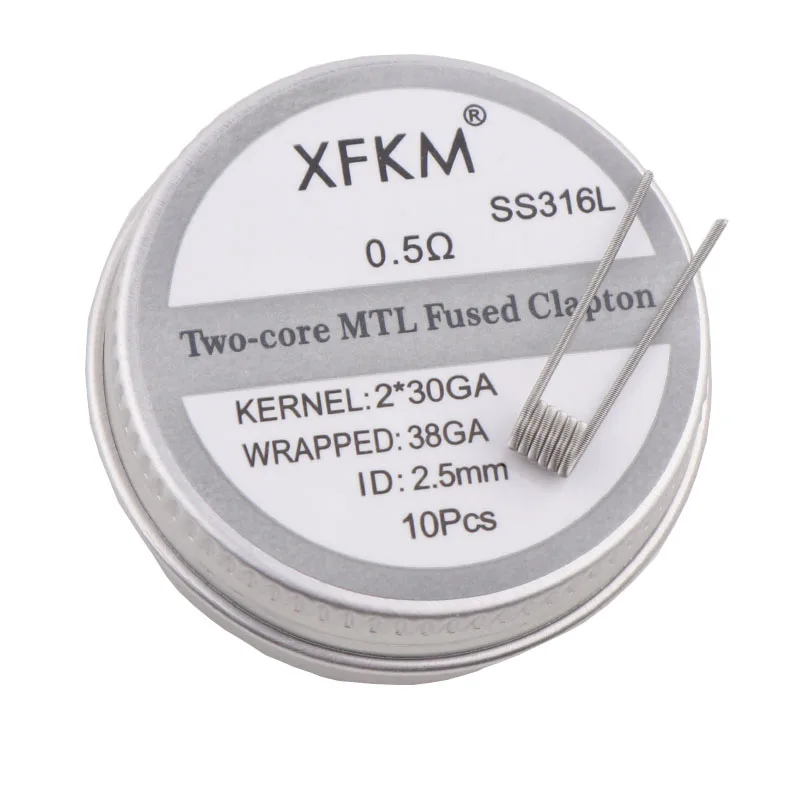 XFKM 10PCS/box NI80/A1/SS316L MTL Fused Clapton Prebuilt Coils Premade Coil for MTL RDA RTA  Mod Heating Wire