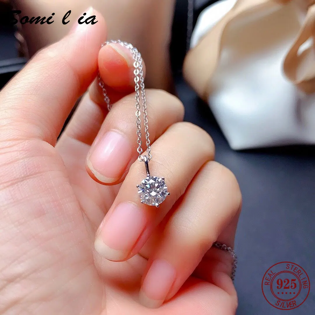 Somilia 925 Sterling Silver 5A ZIC Diamond Necklace Pendant For Womeen 18K Gold Necklace Fine Jewelry Girlfriends Gift