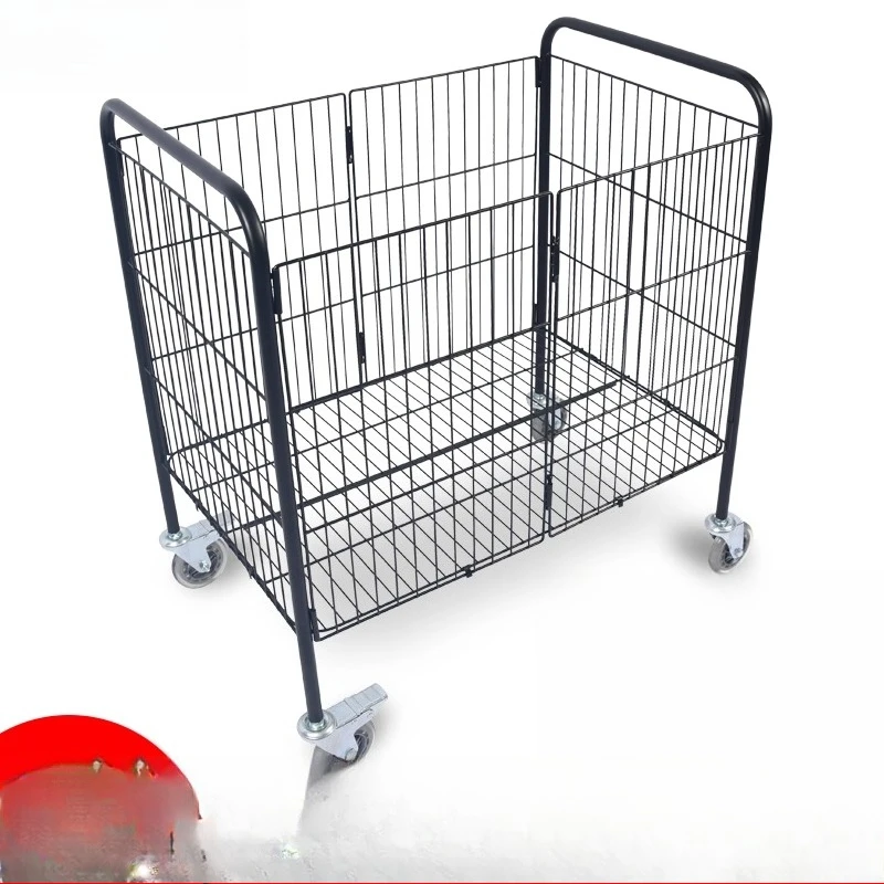 Float rack basket with wheels movable folding stall cart oversold display stand storage wrought iron stack head