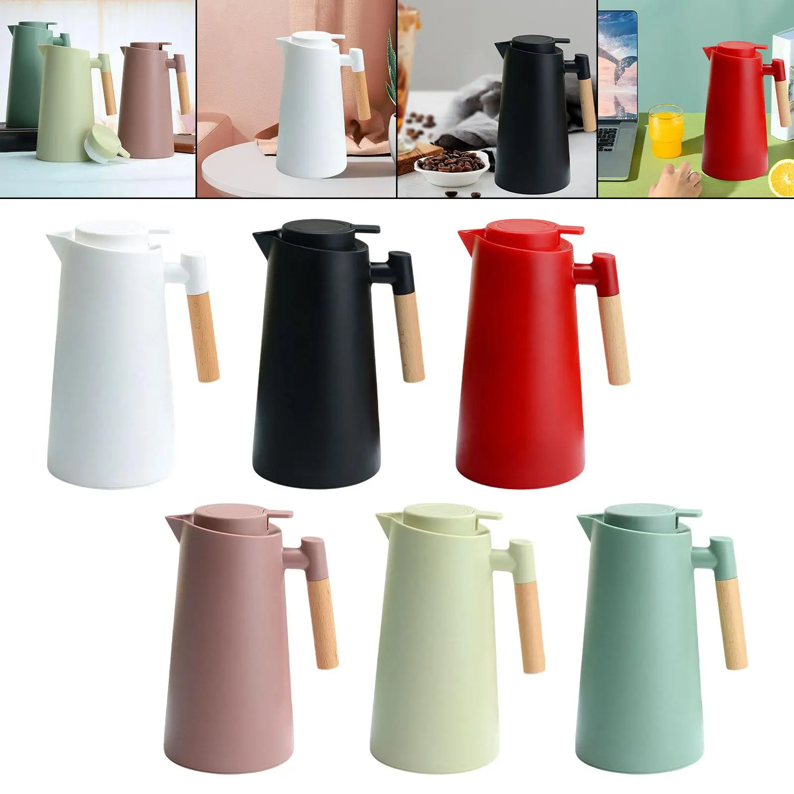 Portable Vacuum Flask 1000ml Double Walled Glass Liner for Coffee Carafe Tea