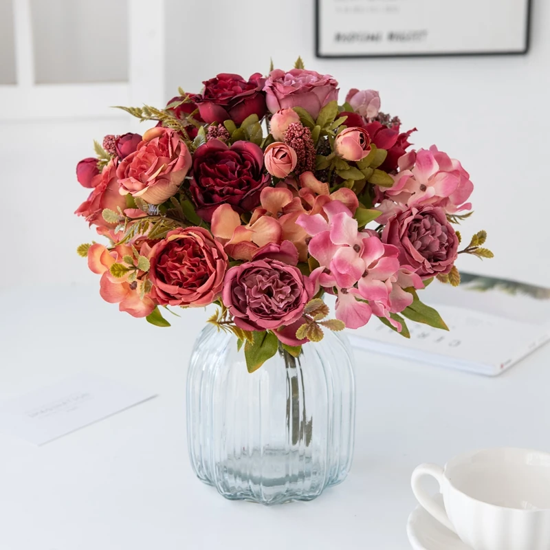 Künstliche Blumen für Festivals, Hochzeiten, Garten-Rosenbogen, Brautstrauß, Heim-Tischdekoration, Hortensien, DIY-Geschenk, Hohe Qualität – Detail 10