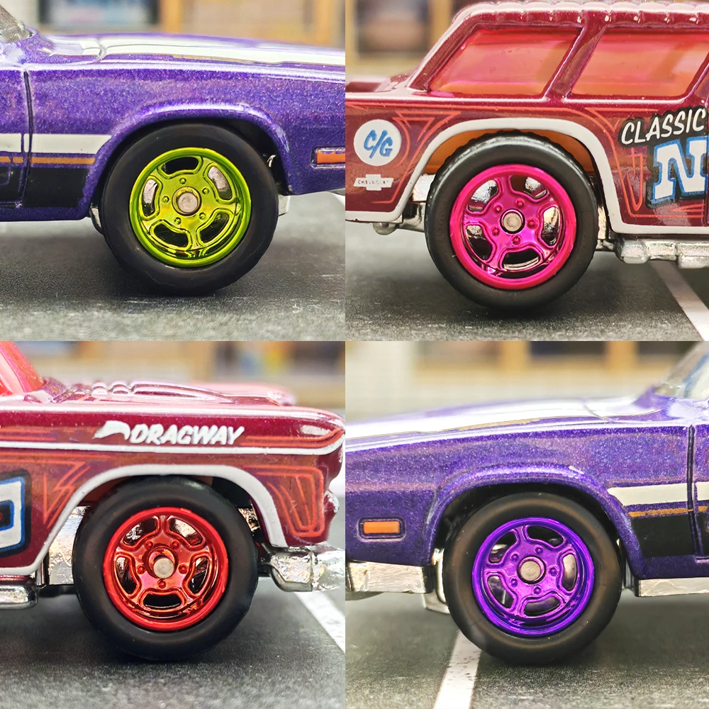 1/64 KicarMod Wheels ABS 11*13mm Electroplating Colors Vehicle Toy Tires for 5 Cars per bag for Hot Wheels Hobby Modified Parts