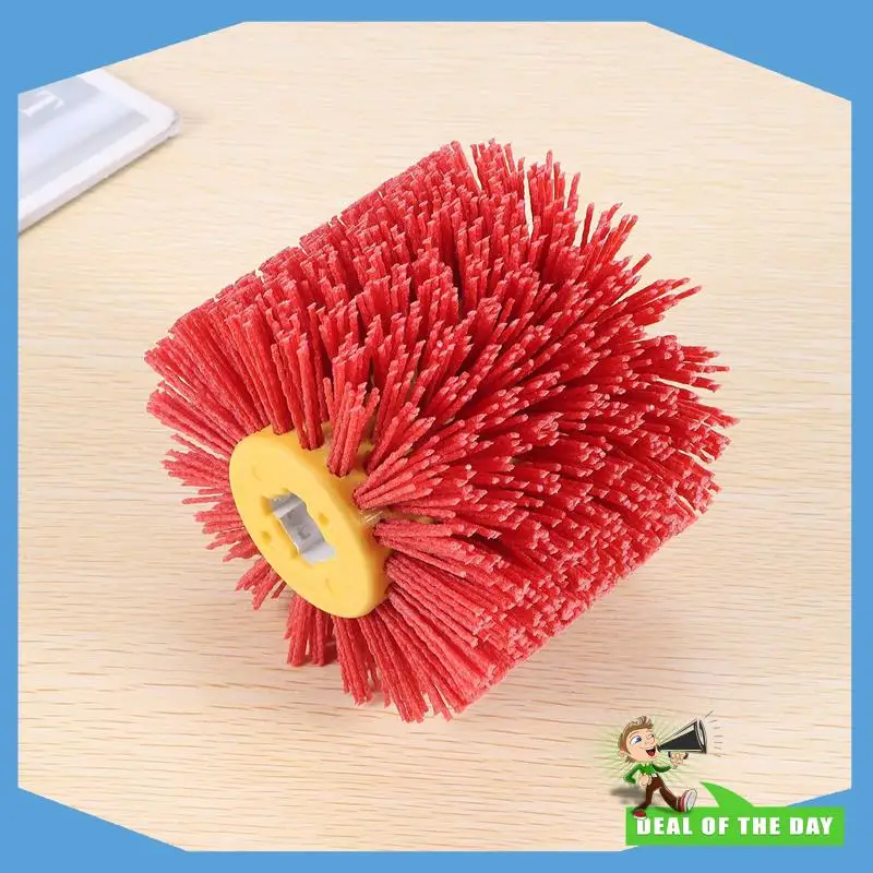 

24-Hour Delivery Red Abrasive Wire Drum Brushes Deburring Polishing Buffing Wheel For Furniture Wood Angle Grinder Adapter