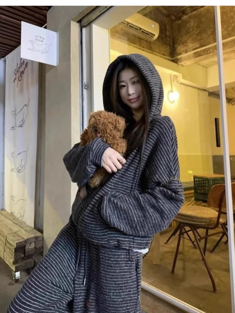 

2025 New In Matching Sets Loose 2 Pieces Set For Woman Simple Style Drawstring Casual Commuting Home Clothing Wide Legs Trouser