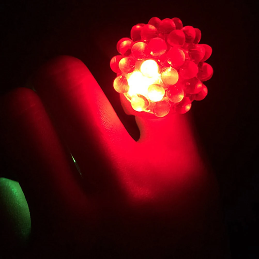 

12 Pcs Strawberry Ring Light LED Finger Lights Jelly Rings Flashing Colorful up