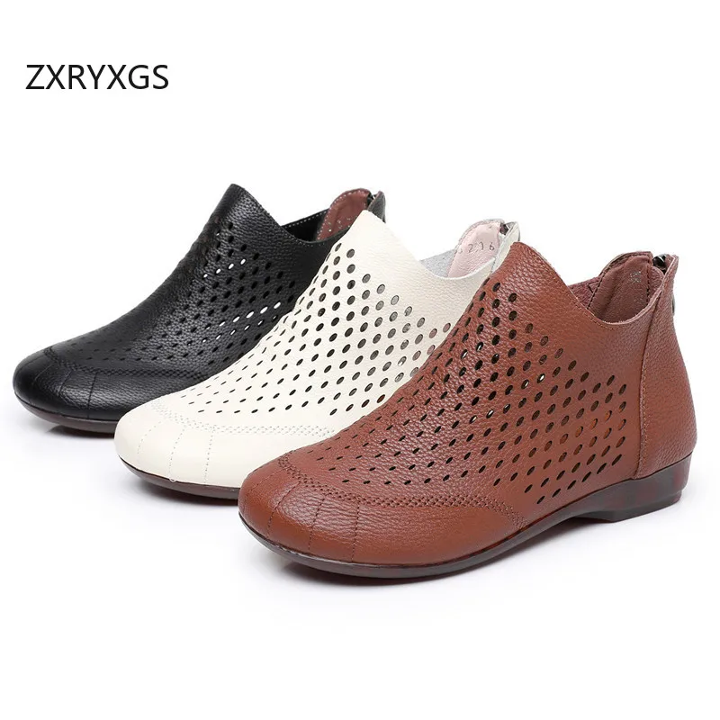 zxryxgs-bottes-d'ete-en-cuir-de-vachette-perforees-nouvelle-collection-2026-confortables-respirantes-tendance-chaussures-cool-sandales-plates-grandes-tailles
