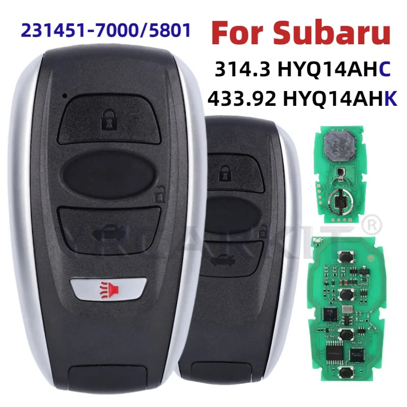 For Subaru BRZ Crosstrek Forester Impreza Legacy Outback Ascent ID4D/8A Chip HYQ14AHK HYQ14AHC 7000/5801 Smart Car Remote Key