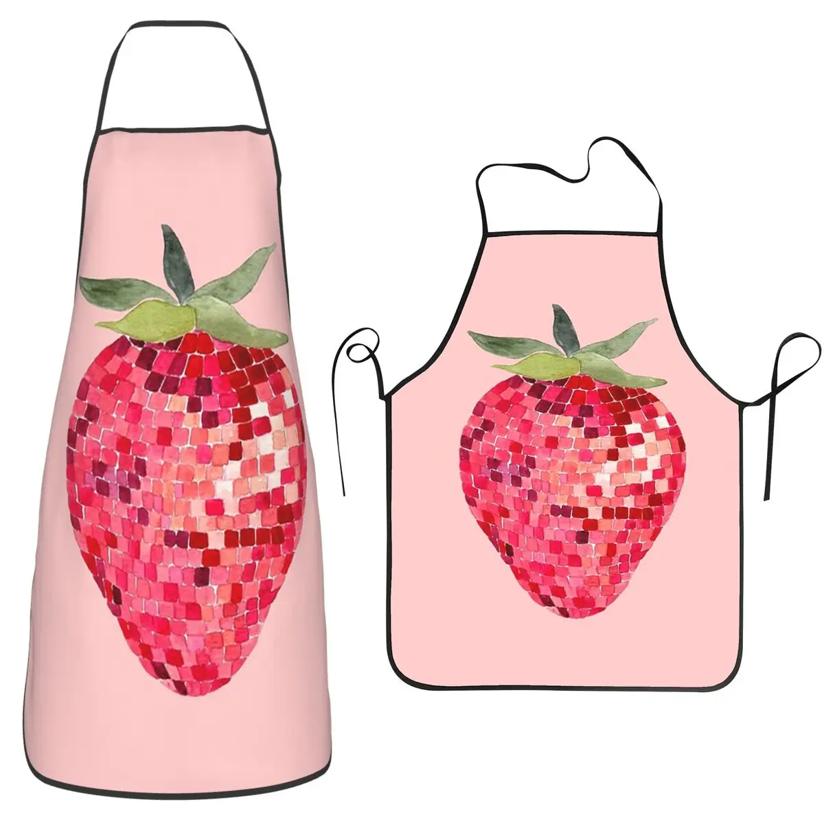 Disco Ball Strawberry Aprons Chef Baking Tablier Sleeveless Bib Kitchen Cleaning Pinafore for Women Men Gardening
