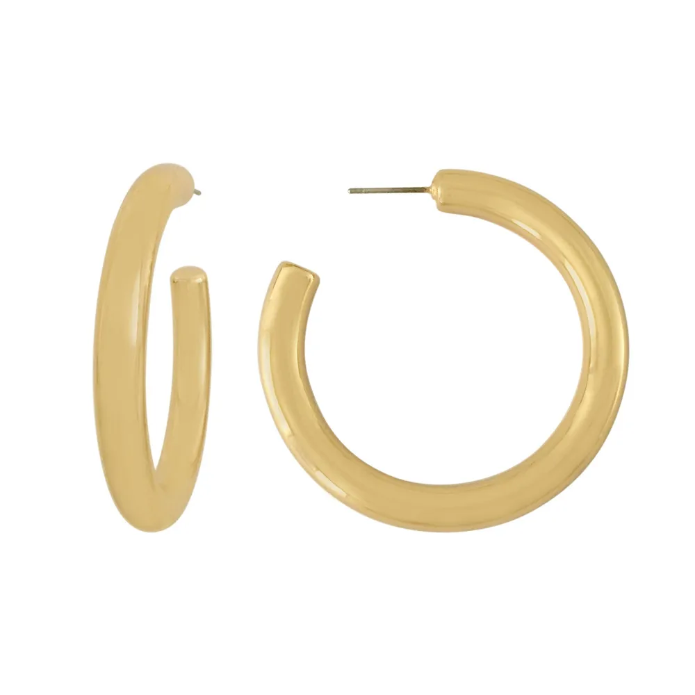 Trendy Gold Color Plating Different Size Thickness Copper Hoop Earrings For Women Girl Elegant Gorgeous Casual Modern Jewelry