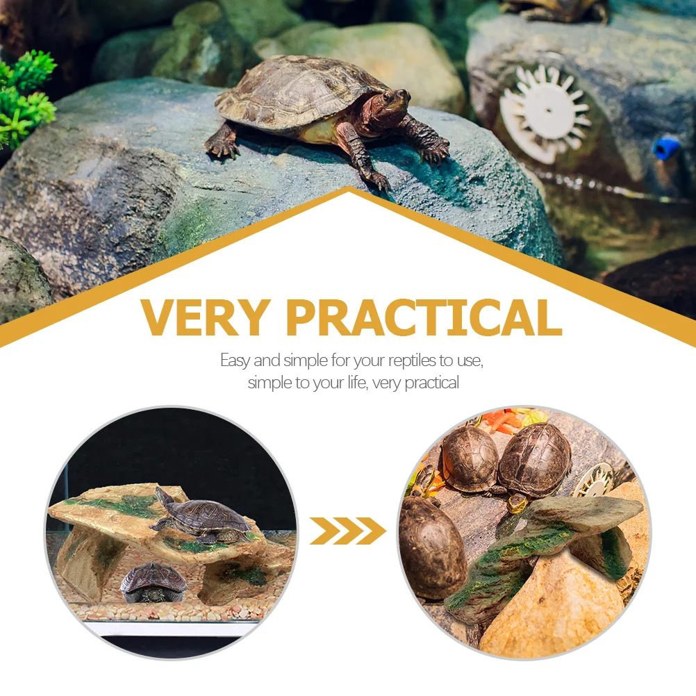 

Premium Turtle Basking Platform Realistic Resin Reptile Rock Hideout for Terrarium Decor Leopard Gecko Dragon Habitat