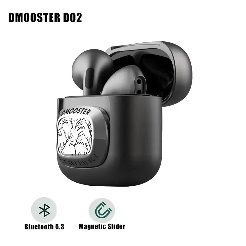 

DMOOSTER D02 EDC Bluetooth Wireless Earphone Magnetic Slider Pressure Relief Full Metal TWS Headpohone Charging Case