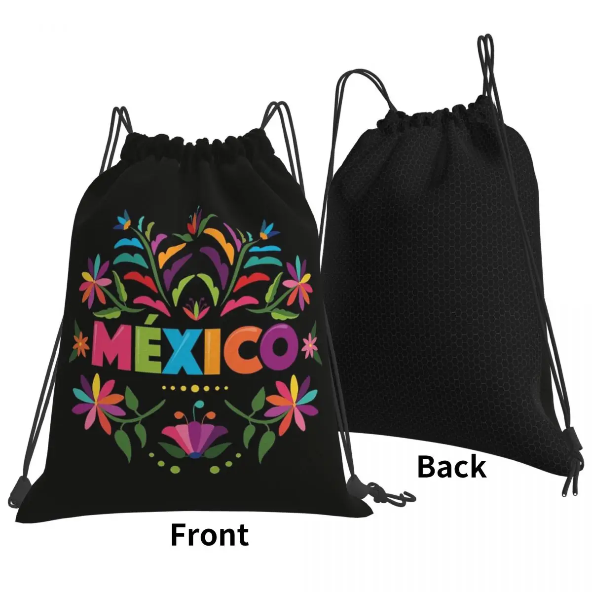 Colorful Mexican Traditional Pattern Backpacks Portable Drawstring Bags Sports Bag Book Bags for Man Woman School