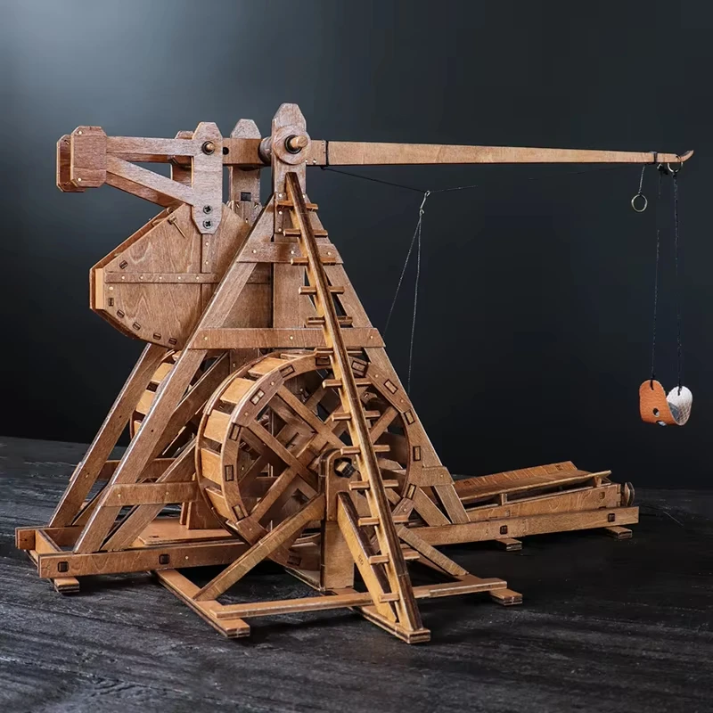 1:48 Rotary Counterweight Trebuchet Catapult DIY Ancient Chariot Model Siege Car Wooden 3D Puzzle Need Assembly
