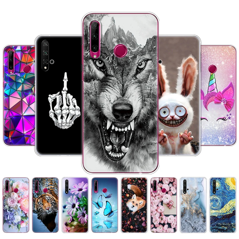 case for Honor 20 silicon Back Cover Phone Case For Huawei Honor 20 Pro 20 Lite Honor 20 YAL-L21 YAL-L41 Cartoon animal tiger