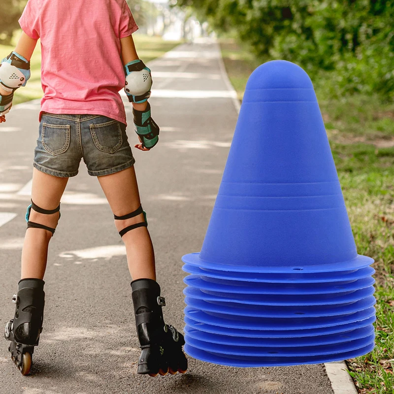 10pcs Plastic Skate Marker Cones Roller Football Soccer Training Equipment Marking Cup Roller Skating Roadblock Accessories