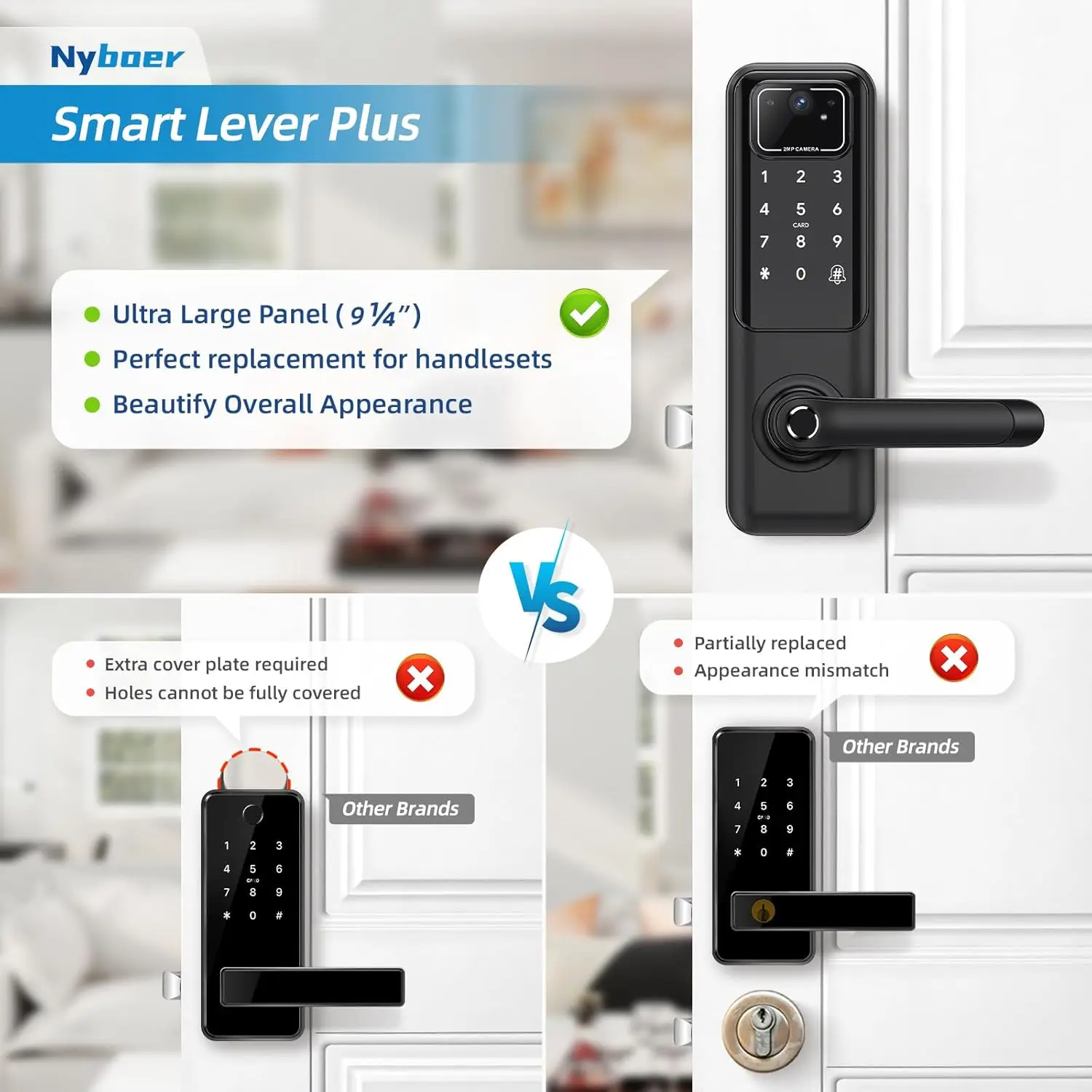 Fingerprint Door Lock with  Entry Door Lock with Handle - Electronic Digital Door