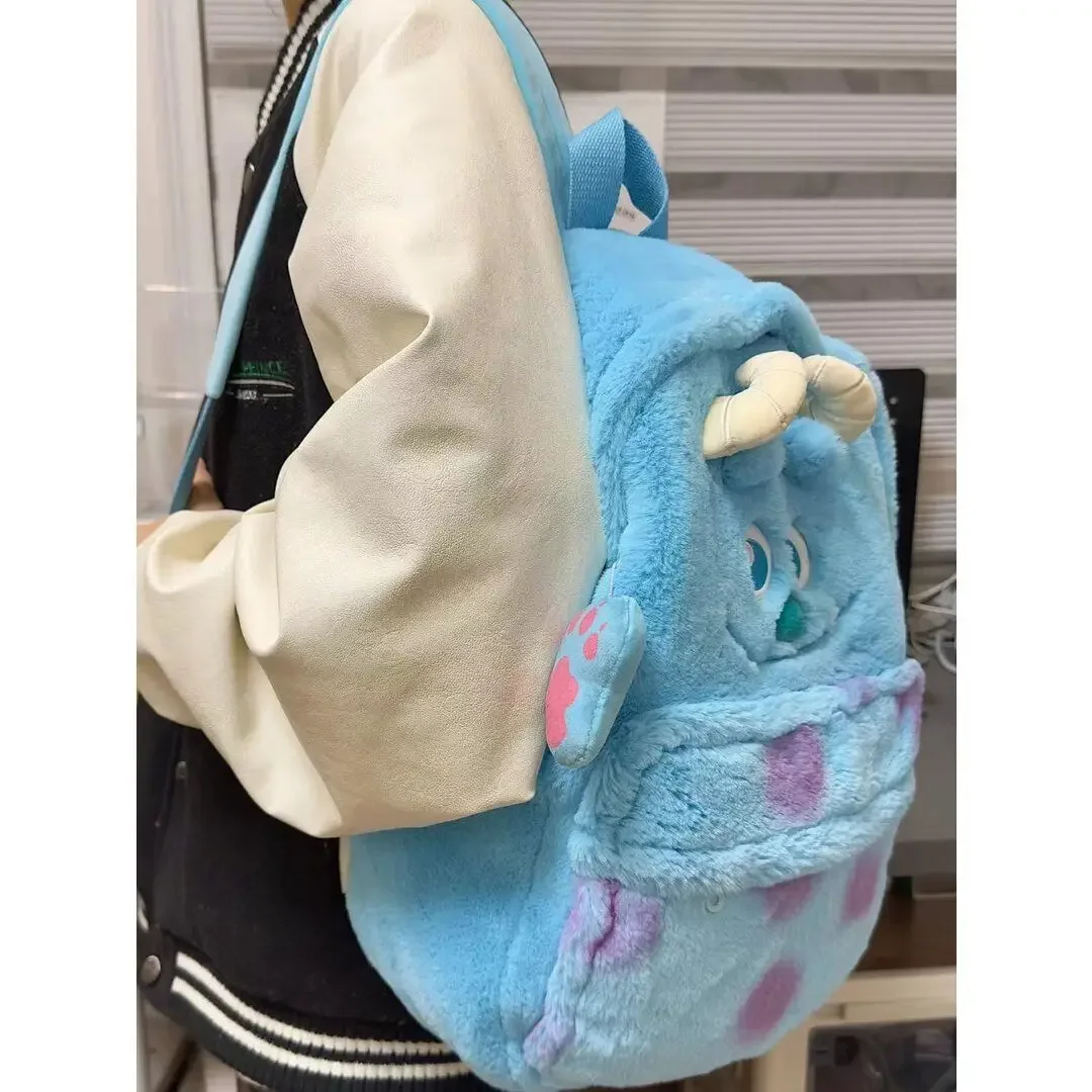 Disney peripheral Strawberry Bear Sullivan anime style cute backpack student zipper school bag fashion creative plush backpack