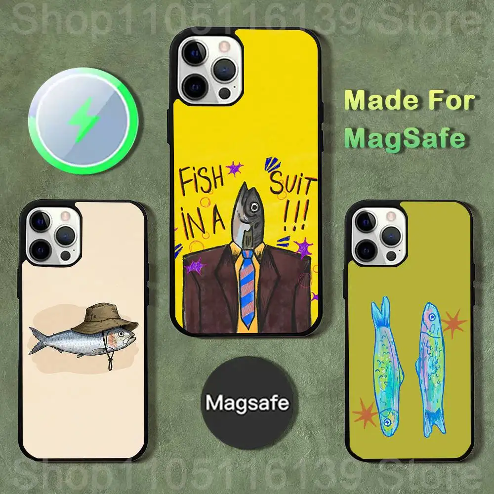 

Fish Funny Sardines Phone Case For iPhone 17,16,15,14,13,12,11,Pro,Max,Plus,Mini,SE4,E Magnetic Magsafe Wireless Charging