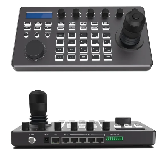 Broadcast IP PoE PTZ Controller with Tally for Audio Video Conferencing System 4-Channel RS485 Keyboard for Meeting 360 Camera