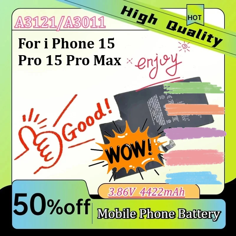 A3121 A3011 Replacement Internal Battery 3274mAh 4422mAh For i Phone 15 Pro 15 Pro Max US Version Mobile Phone Parts