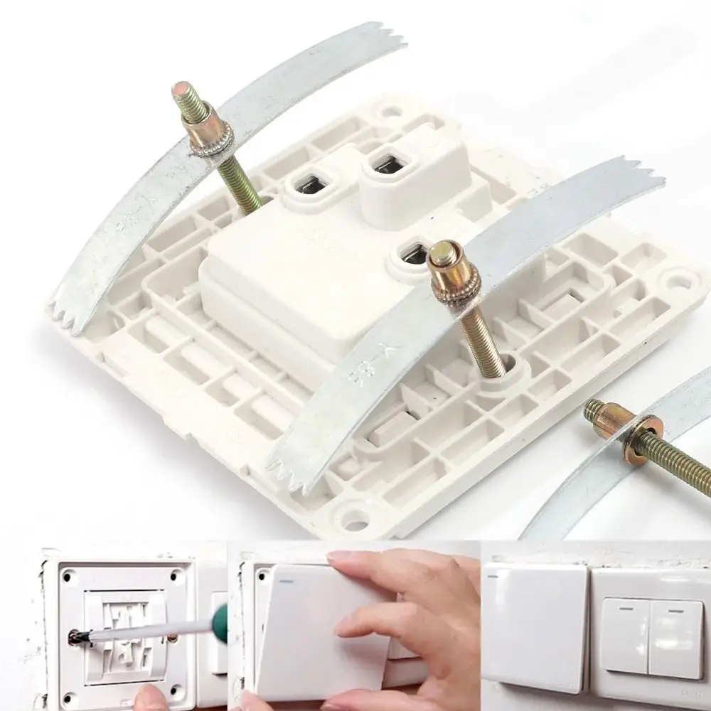 10Sets 86-type Dark Box Repair Screw Embedded 65-75mm Junction Box Repairer Replacement with Screws Box Repair Brackets