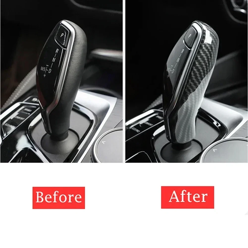 ABS Carbon Fiber Color Gear Shift Knob Cover Trim Carbon Fiber Gear Shift Knob Trim Cover For BMW 5 6 7 Series G30 G31G11 G12 LH