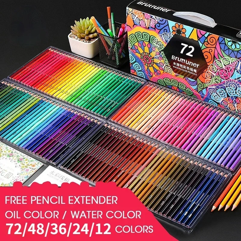 72/48/36/24/12 Professional Oil Color Pencil Set Watercolor Drawing Colored Pencils Wood Colour Pencils For Kids Art Supplies