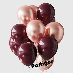 22Pcs Rose Gold Burgundy Balloon Set Wine Red Confetti Latex Ball Bridal Shower Bachelorette Wedding Birthday Party Decor Globos