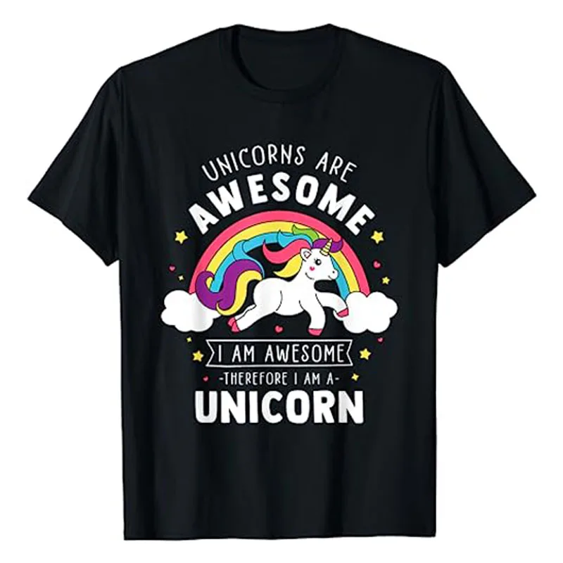 Unicorns Are Awesome I'm A Unicorn - Funny Rainbow T-Shirt Exclusive Novelty Graphic Tee Cute Narwhal Gifts Short Sleeve Outfits