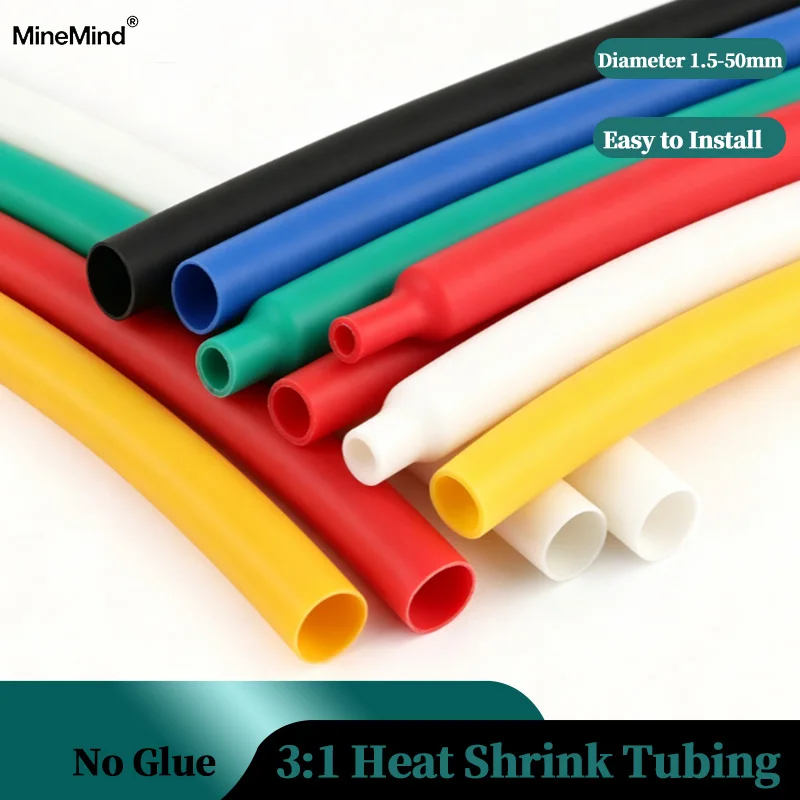 3/10/30m  3:1 Heat Shrink Tubing No Glue Cable Protect Tube Waterproof Polyolefin Insulated Sleeve Diameter 1.5mm ~ 50mm Cable