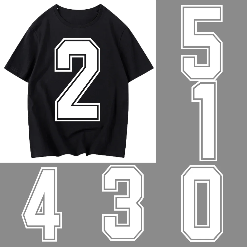 Patrón de figura de número, pegatina de transferencia de calor termoadhesiva, lavable y duradera para camiseta, chaqueta, pantalones vaqueros personalizados