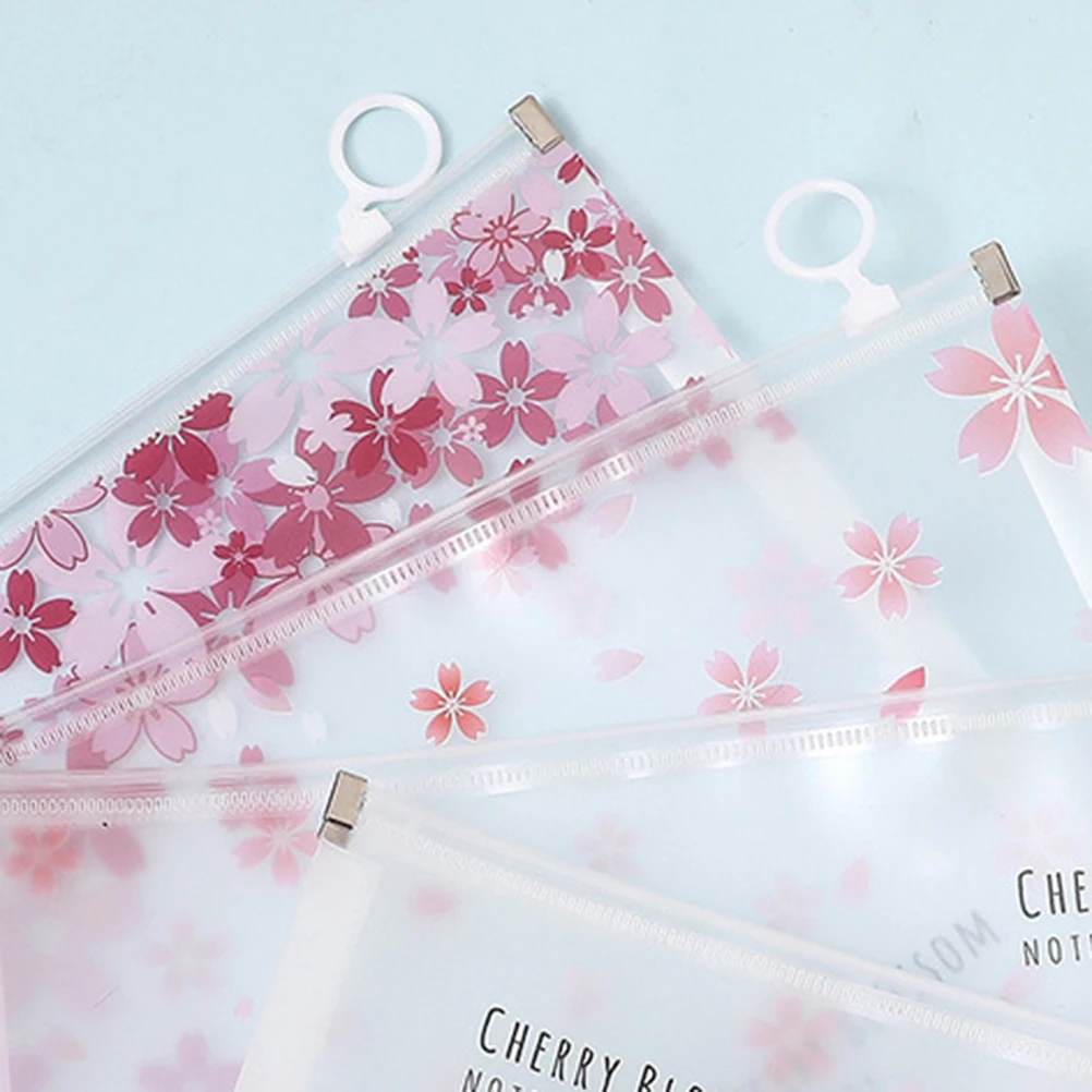 

4pcs 1 Set Transparent Plastic Pouch Zip Stationery Bag Document Folder File Holder For Pen Pencil Case Student Office Women Men