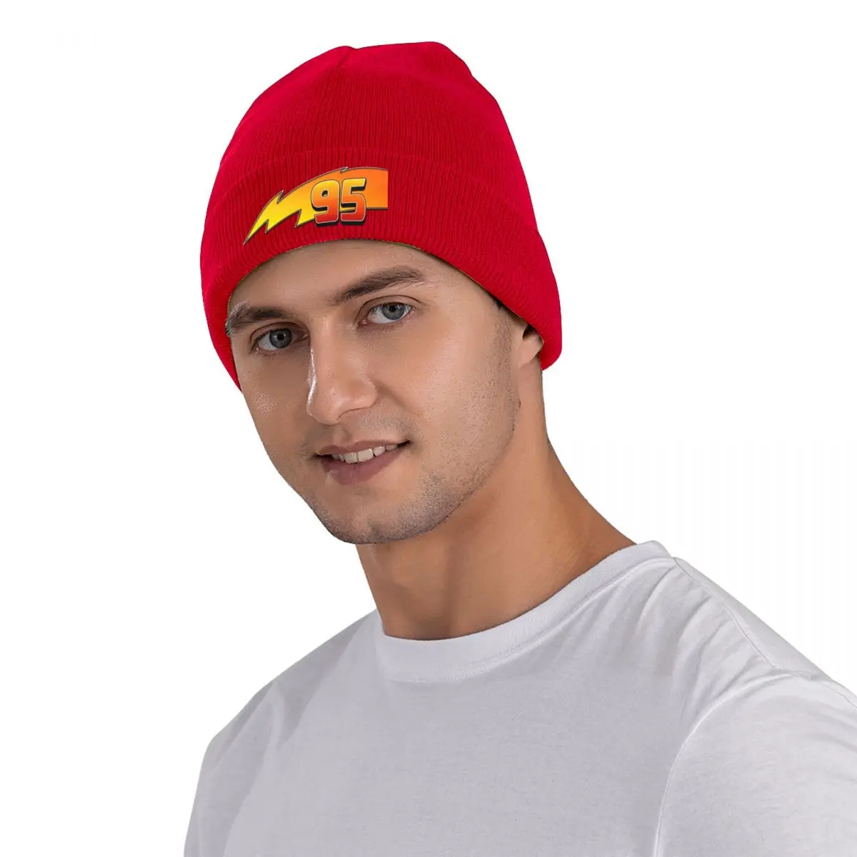 Lightning Mcqueen Beanie Hats 95 Knitted Hat Outdoor Sport Elastic Men Women Unisex Caps Winter Design Retro Bonnet Hats Gift