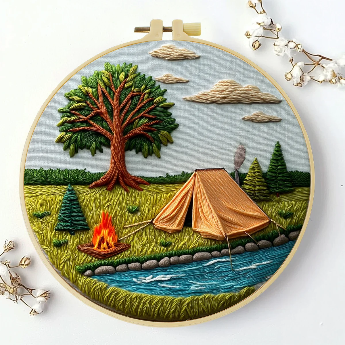 1 Stück 20X20CM/15X15CM 7,87/6,3 Zoll Camping-Stickerei-Starter-Kit DIY-Kit DIY-Stickerei-Set für Anfänger – Detail 2