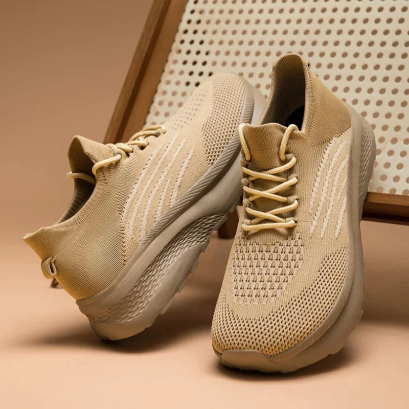 Spring New Men Knit Casual Sock Shoes Street Cool Sport Platform Shoes Young Man Chunky Sneaker