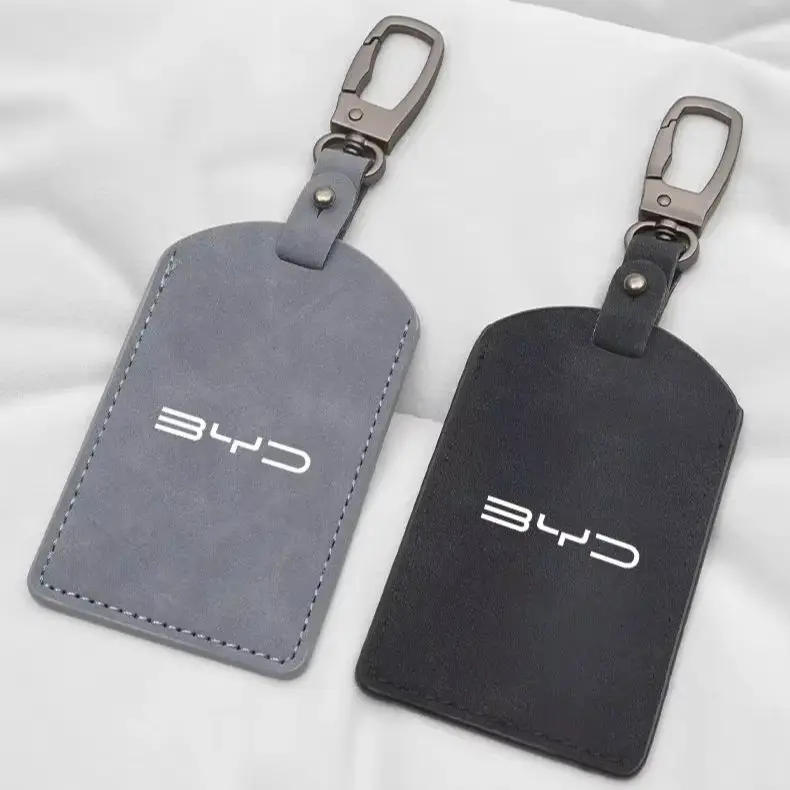 Smart Induction Flip‑Style NFC Key Card Cover For BYD Dolphin Seal Atto3 Han Tang Song Yuan BYD Logo Suede Anti‑Drop Car Accesso