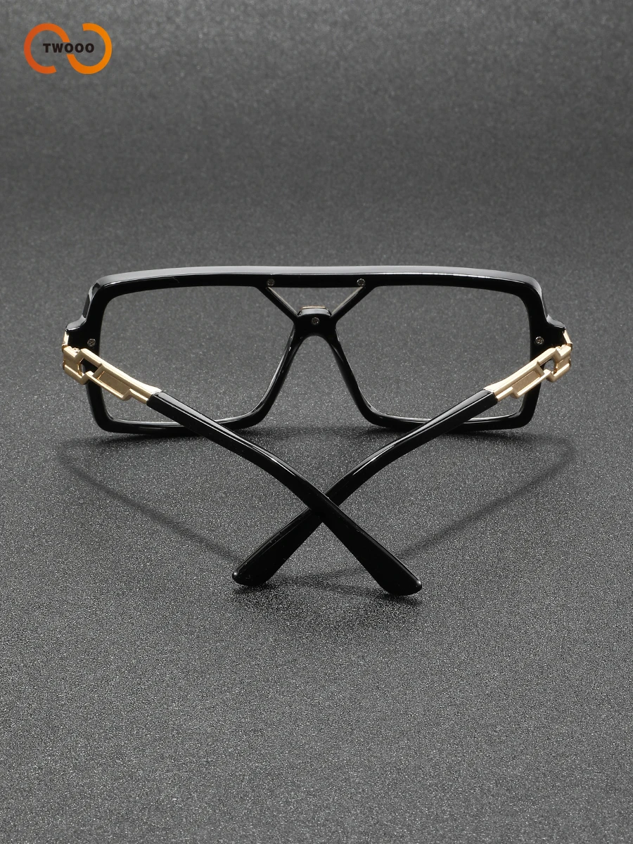 نظارات حجب الضوء الأزرق للجنسين، إطار مربع مع تفاصيل معدنية ذهبية، عدسات شفافة عالية الدقة للكمبيوتر والألعاب #6