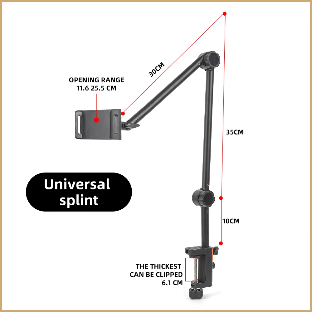 Tablet Long Arm Stand for iPad Tablet Bracket 360° Rotating Desk Side Phone Mount for 4~12.9 inch Phone Tablet