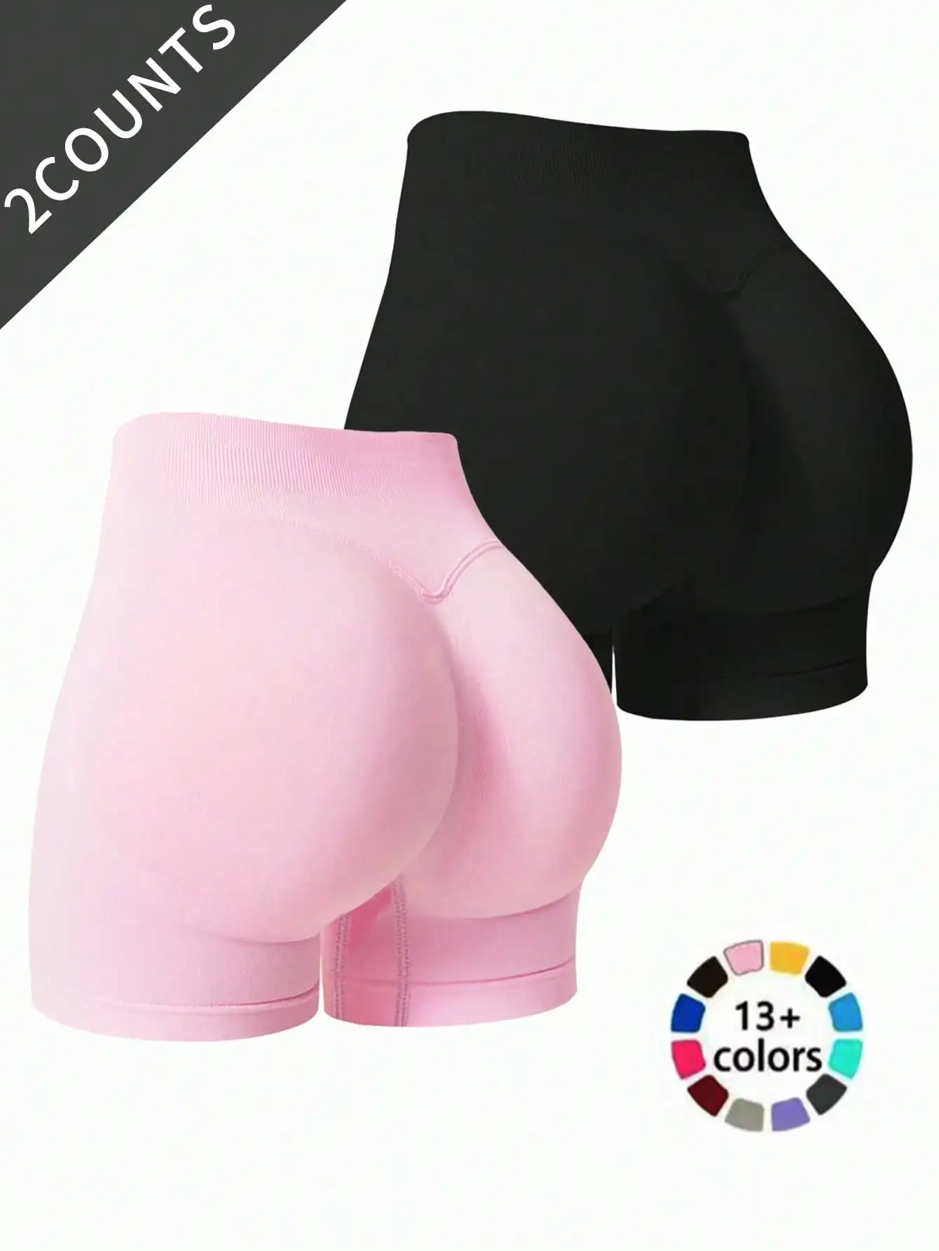 

2-Pack Women's Seamless Stretch Hip-Lifting Shorts For Summer, Suitable For Running, Fitness, Yoga And Outdoor Sports
