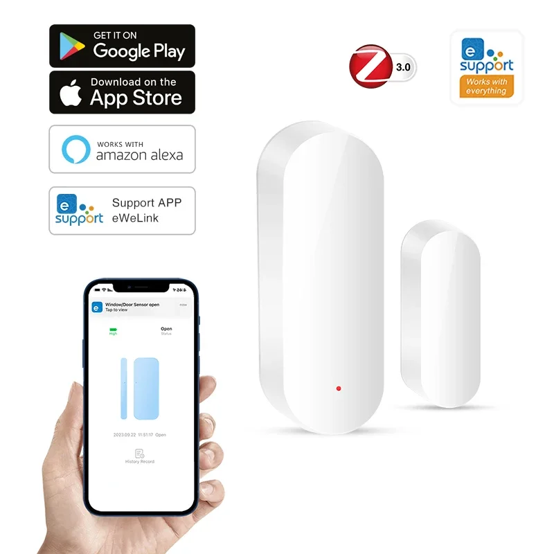 Zigbee Smart Door & Window Sensor With EWeLink APP Control, Featuring Open/Close Status Monitoring, For Smart Home Lntegration