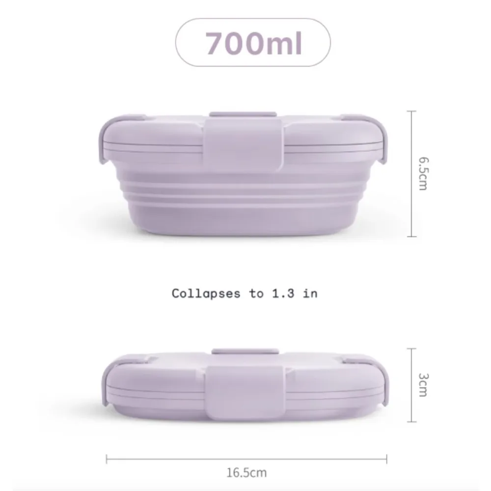 Foldable Silicone Lunch Box, Travel Bowl, Portable Retractable, Instant Noodles, Crisper, Outdoor Picnic, No BPA, 700ml