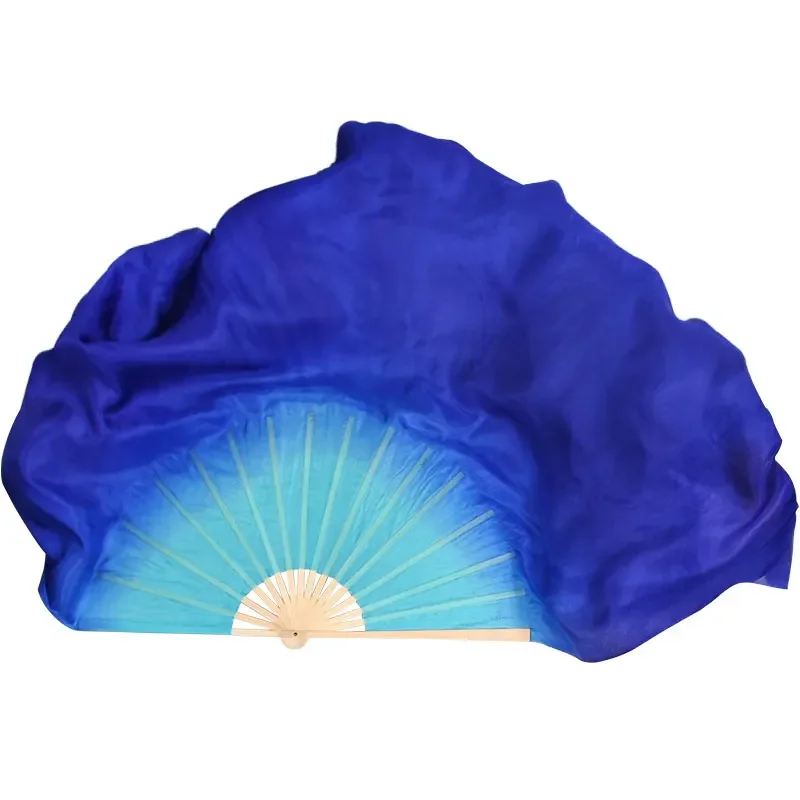 Wholesale Double Side Fan Two Layers Chinese Folk Dance Bellydance Fan Veil Half Circle Bamboo Folding Fan Pair(1L+1R) Gradient