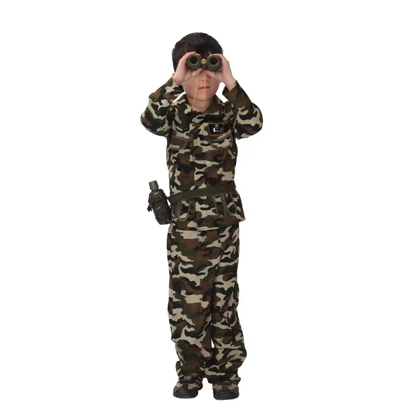 Kids Child Special Force Soldier Costume Boys Army Camouflage Military Uniform Halloween Purim Party Carnival Role Play Cosplay