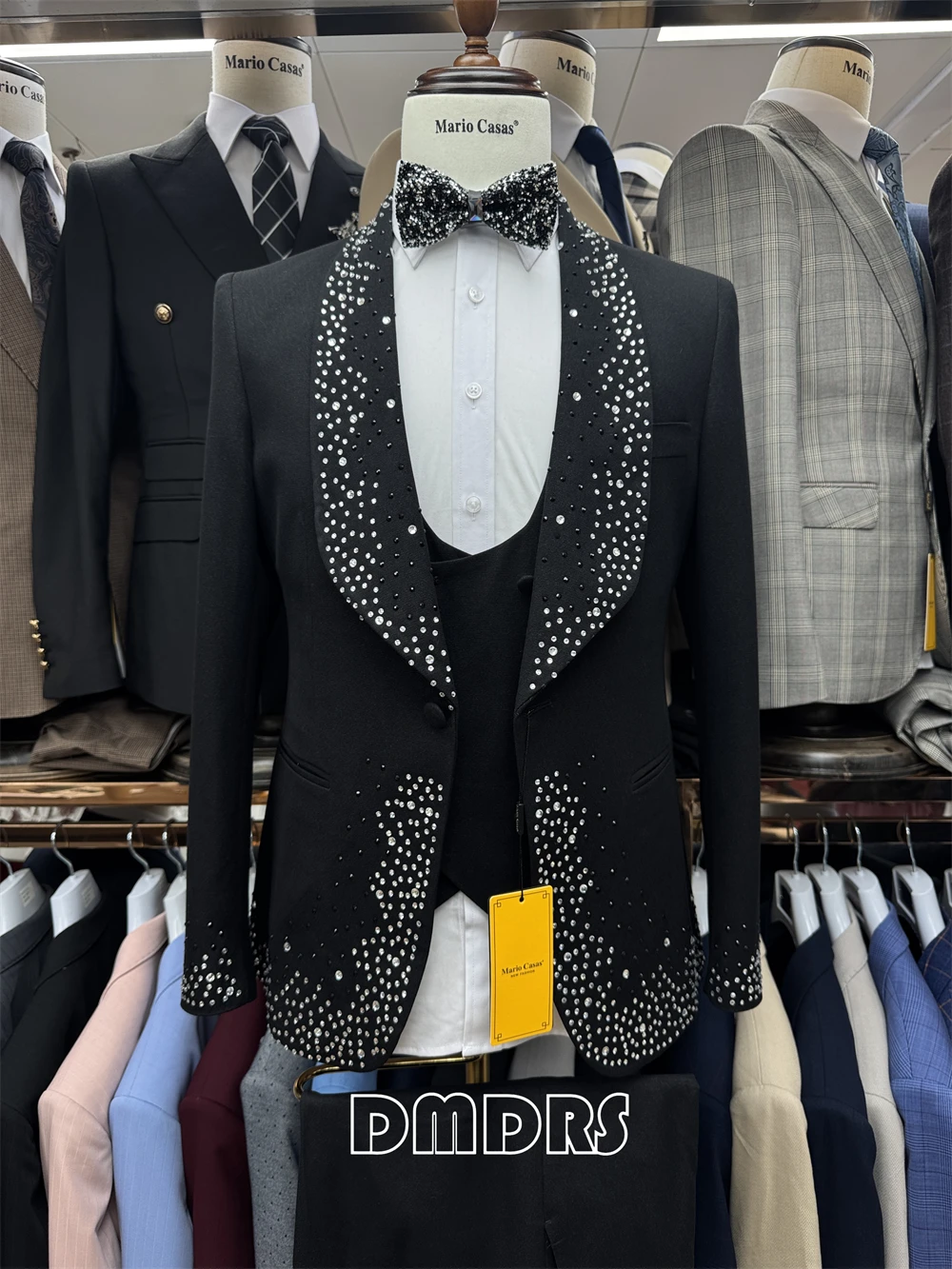 Latest Release Crystals Suit Set for Men XS-3XL Men's Luxury Formal Suit Set, 3-Piece Tuxedo Set, Blazer Vest Pants Set Slim Fit