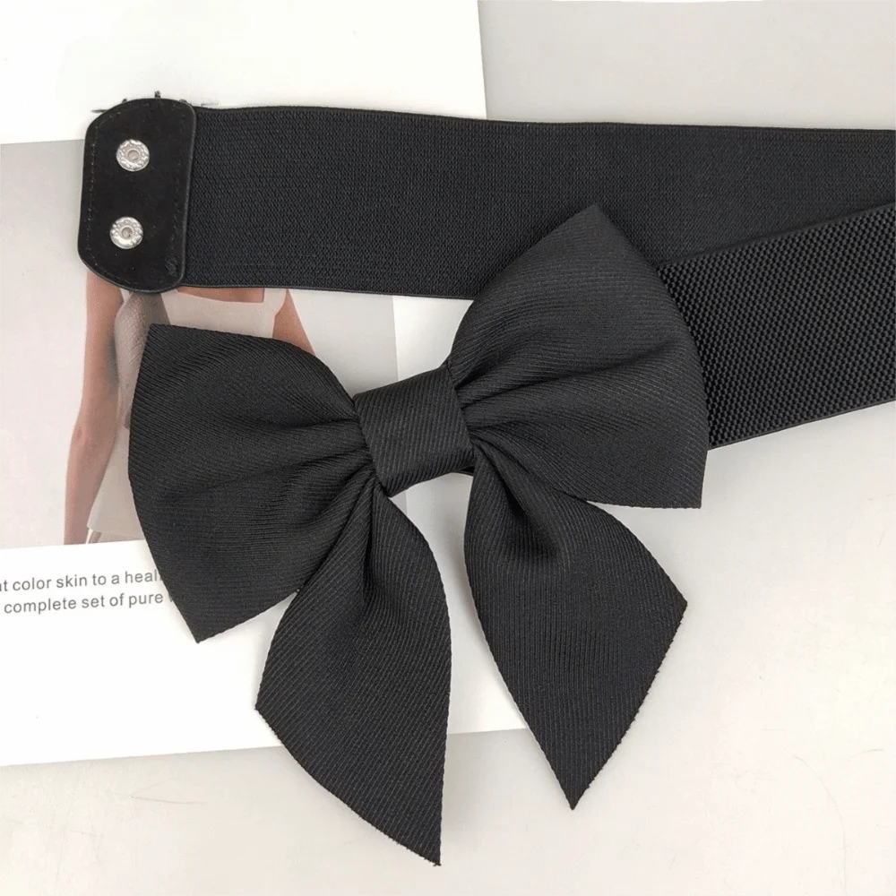 Elegant Bowknot Waist Straps Wide Elastic Waistband Adjustable Solid Color Dress Belt For Dress Decorate Clothes Accessories