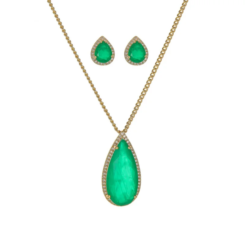 Jewelry hot sale: Ins-style European and American fashion, minimalist layered chain emerald set view 5